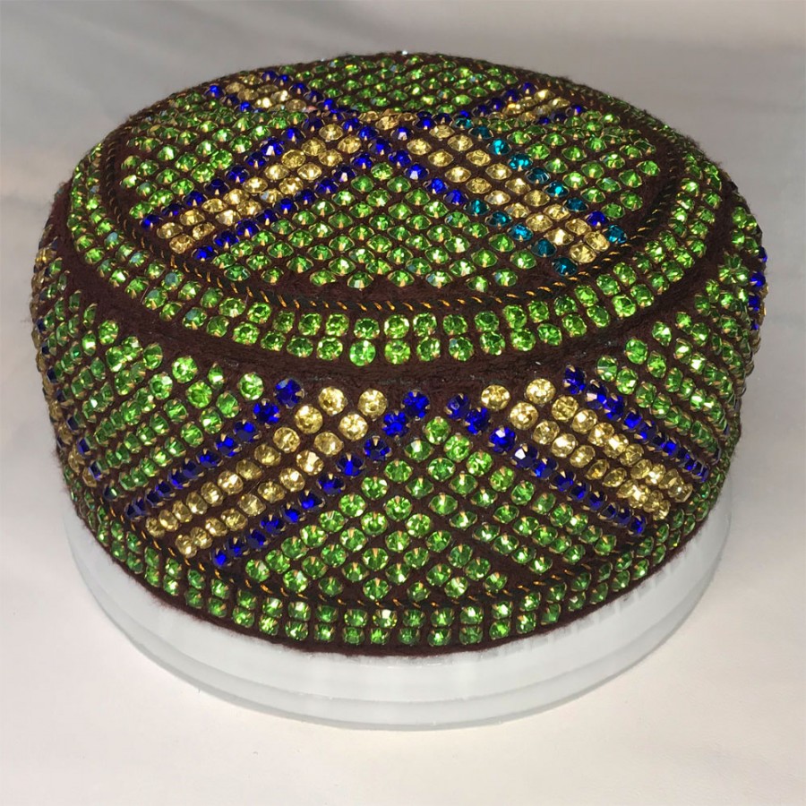 Multi Color Round Full Sindhi Nagina / Zircon Cap or Topi MKC-936